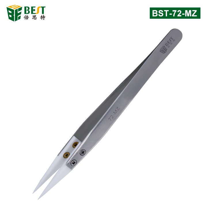BST-72-MZ 陶瓷頭不銹鋼鑷子 陶瓷直鑷子不銹鋼手柄 耐酸 耐高溫?zé)o感鑷子